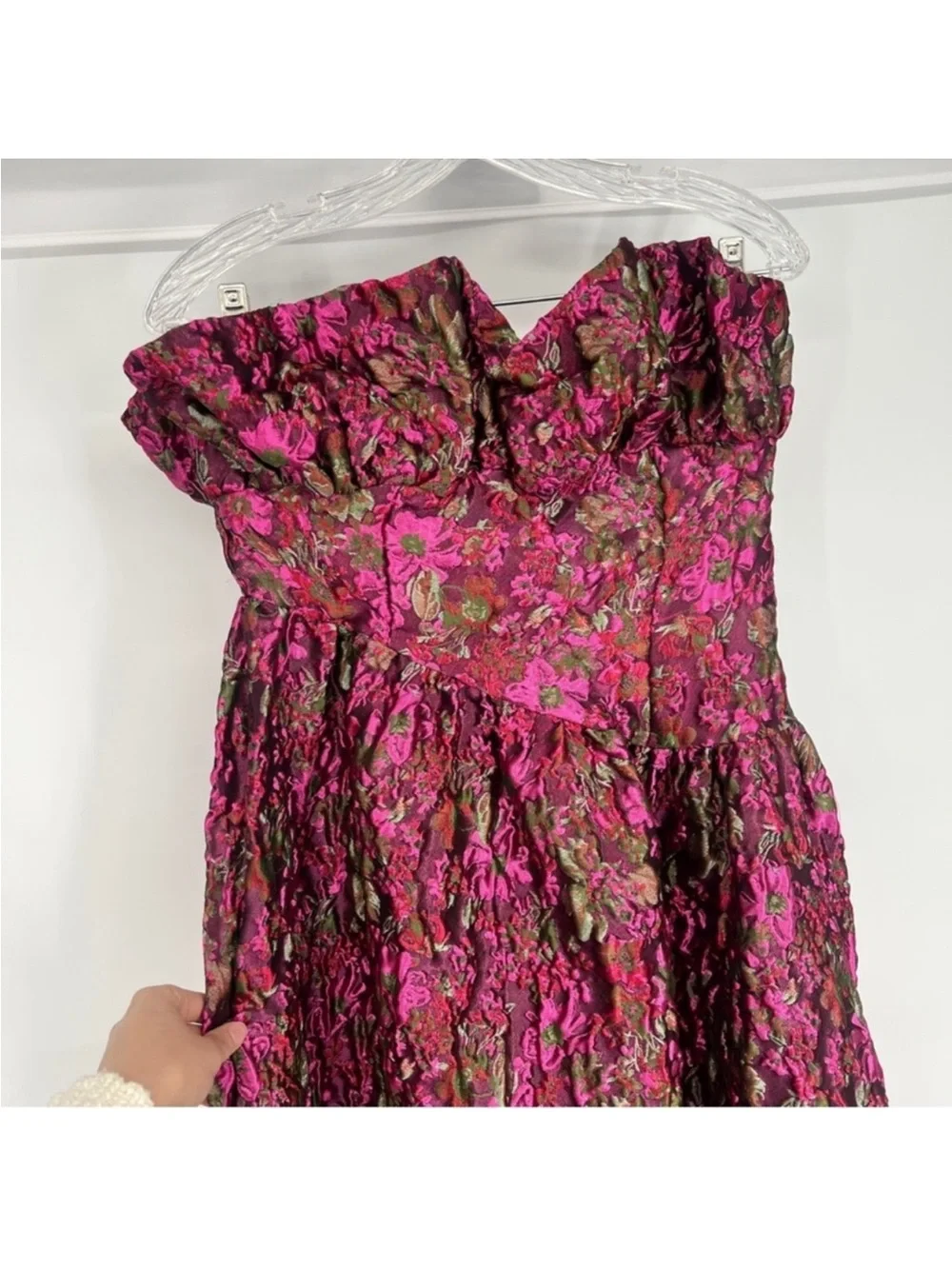 Elliatt Camellia Strapless Pink Floral High-Low Maxi Dress Gown S - Picture 4 of 9